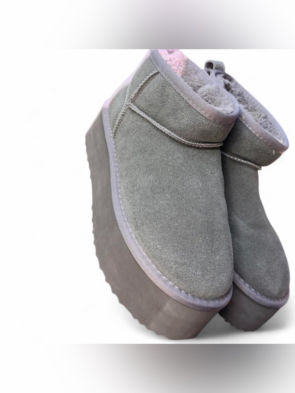 Cozy Gray Suede Platform Ankle Boots